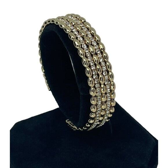 Anne Klein Gold Tone Crystal Cuff Bangle Bracelet Style Women's Fashion Trendy - Picture 12 of 16